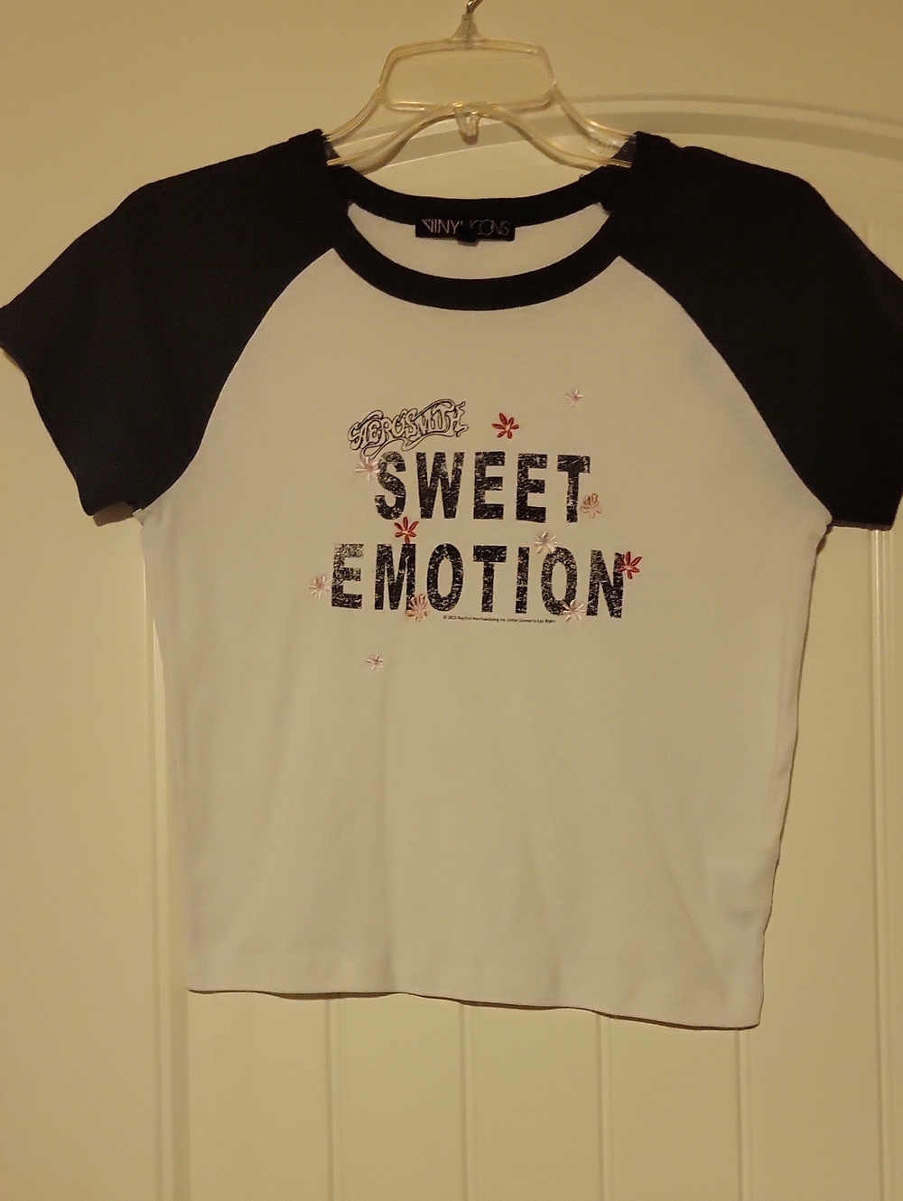 Vinyl Icons Crop Top Aerosmith 'Sweet Emotion' - White & Black Size Large